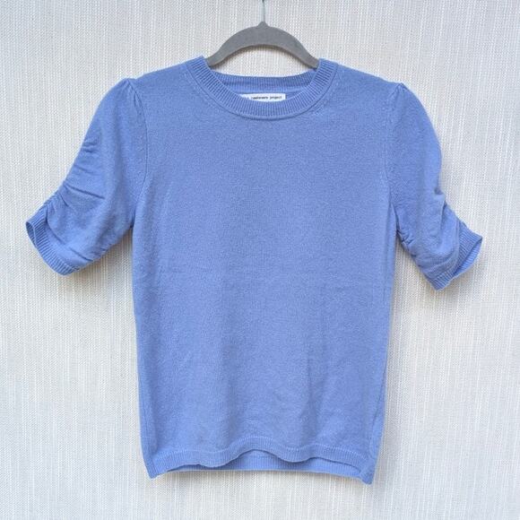 The Casmere Project Blue 100% Cashmere Short Sleeve Sweater Top, size S - Picture 1 of 7